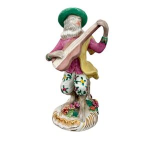 Vintage Monkey Band Figurine Guitarist Capodimonte Style 8.5" Italy Hand Painted